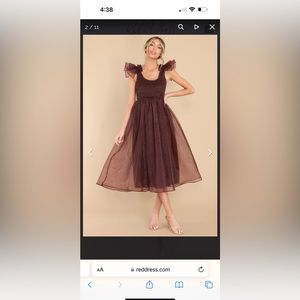 Chocolate dress with sheer overlay